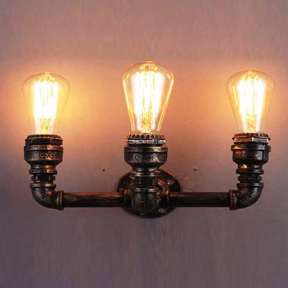 Retro Vintage Wall Lamps Industrial Pipe Iron Wall Mounted Steampunk Lighting Fixture~2324
