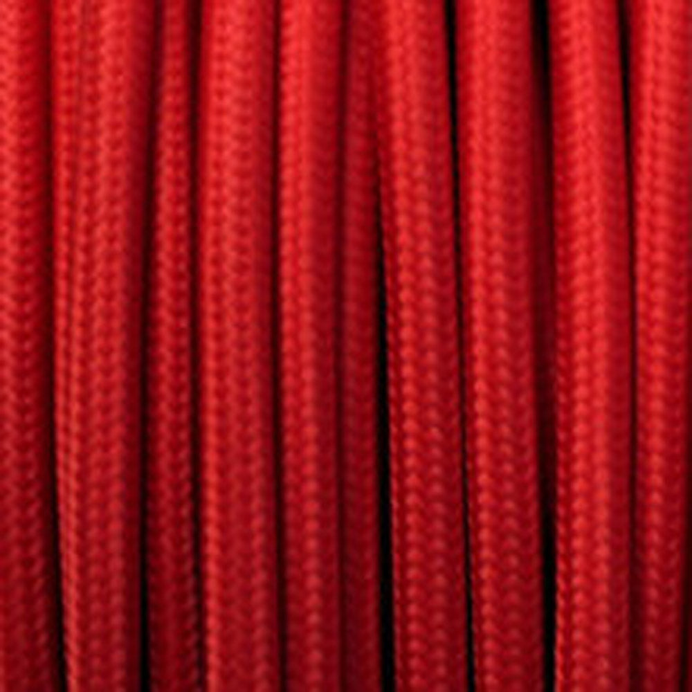 Vintage Red Fabric 3 Core Round Italian Braided Cable 0.75mm - Vintagelite