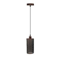 Rustic Red Pendant Light with Modern Drum Cage