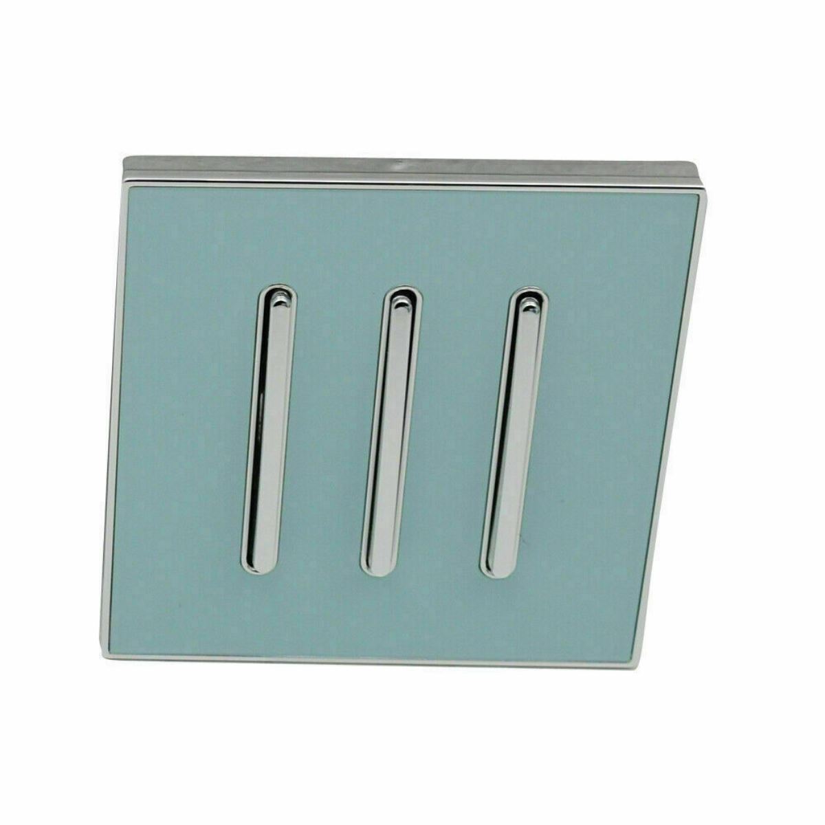 Screw less Wall Light 3 Gang Blue Glossy Switch - Vintagelite