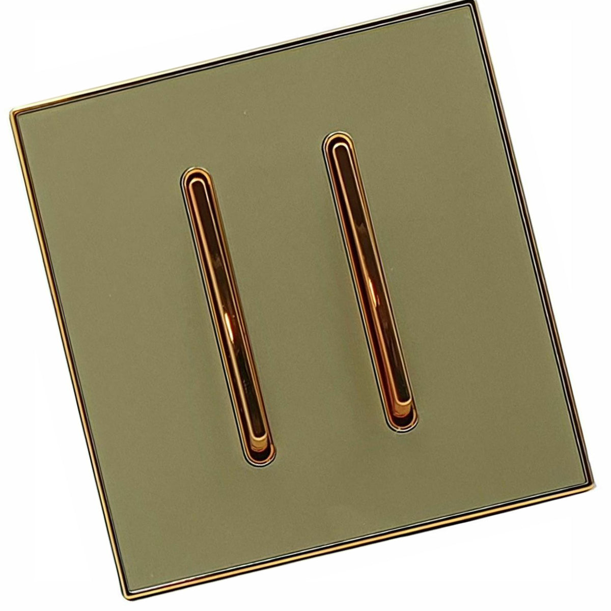 Screw less Wall Light Gold Glossy 2 Gang Switch - Vintagelite