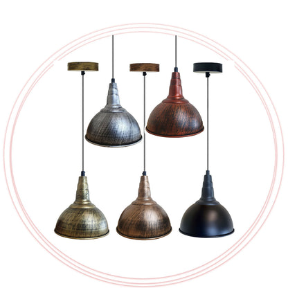 Industrial Antique Brushed Rustic Style Metal Dome Pendant Light