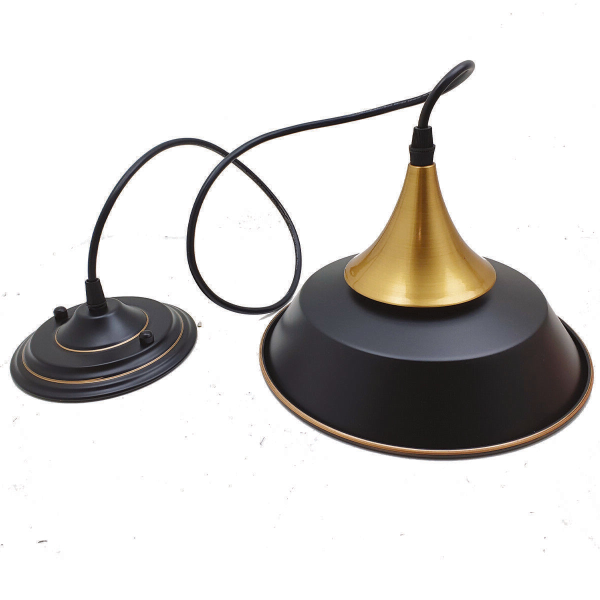 Vintage Ceiling Pendant Light Lamp Shade Bowl Shape Black - Vintagelite