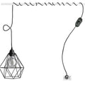 Vintage Push-button Switch Diamond Shape Wire Cage Pendant Light