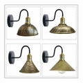 Vintage Black Swan Neck Scones E27 Lamp Holder-Brushed Brass shade