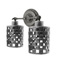 Vintage Brushed Silver Wall Scones 2 lights E27 Socket-Design Cage