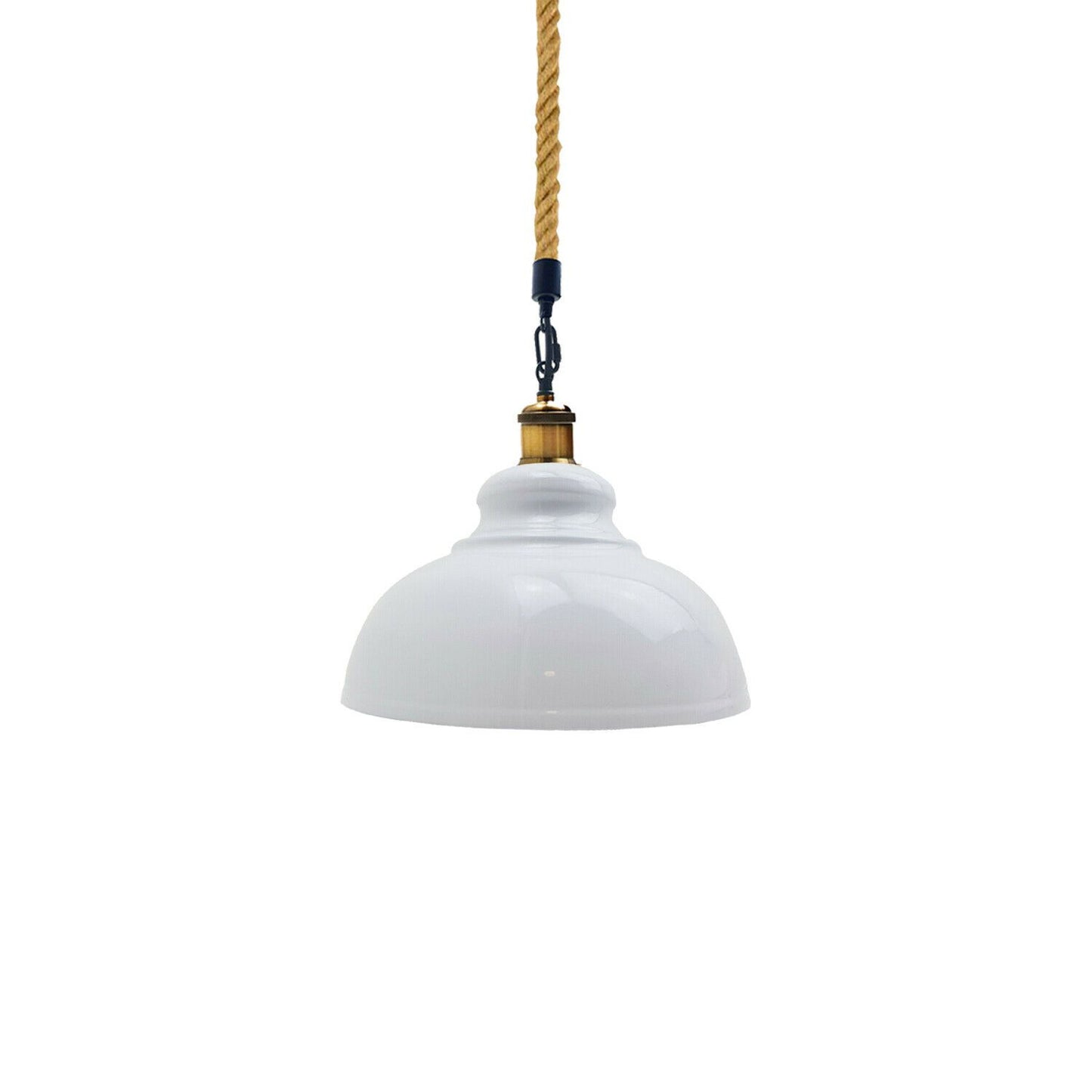 White Retro Hemp Rope Barn Slot Metal Pendant Hanging Lights
