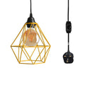 Yellow Diamond Shade Dimmer Switch Plug In Hanging Pendant Lamp