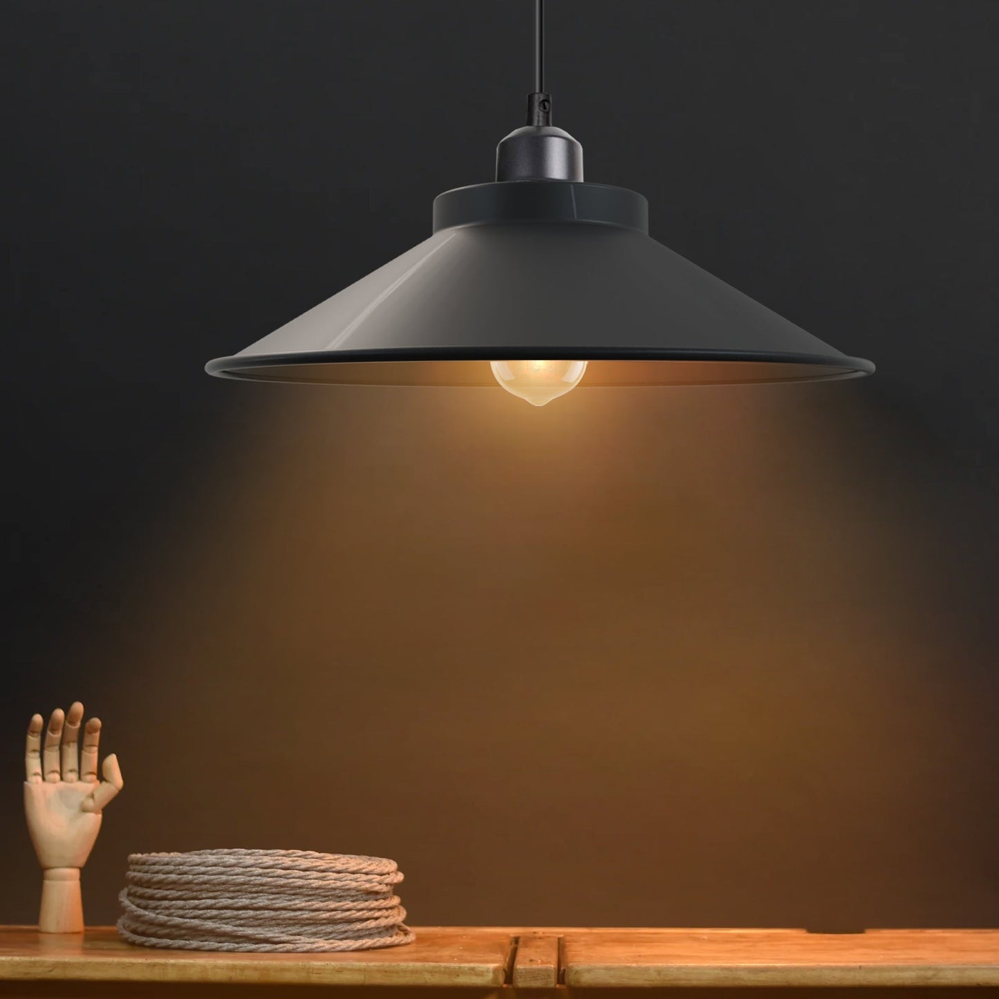 Single Head Vintage Metal Shade Adjustable Hanging Pendant Light ~3653