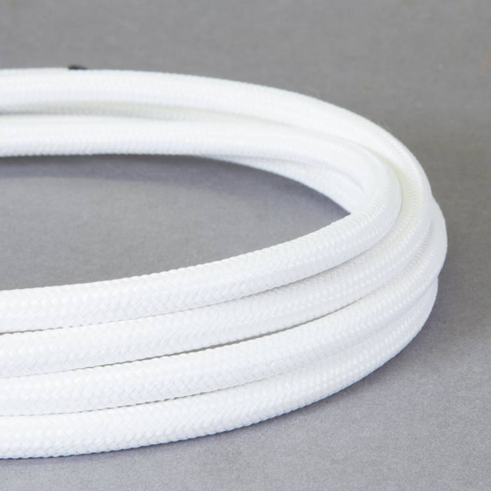 Vintage White Fabric 3 Core Round Italian Braided Cable 0.75mm - Vintagelite