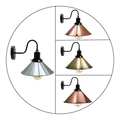 Vintage Industrial Chrome Metal Indoor Cone Shade Wall Sconce