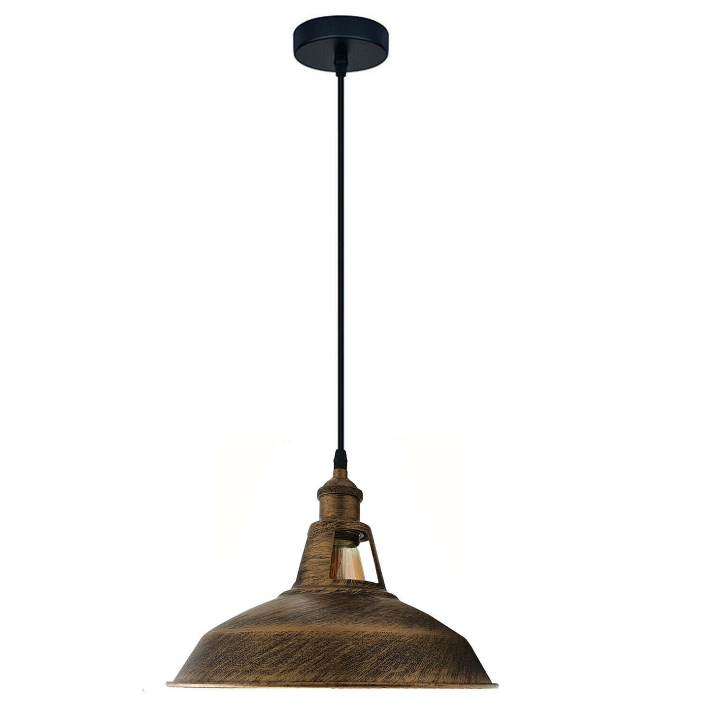 Brushed Copper Industrial Barn Slotted Pendant Hanging Lighting