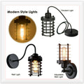 Rust Black Farmhouse Cylindrical Cage Foyer Pendant Light