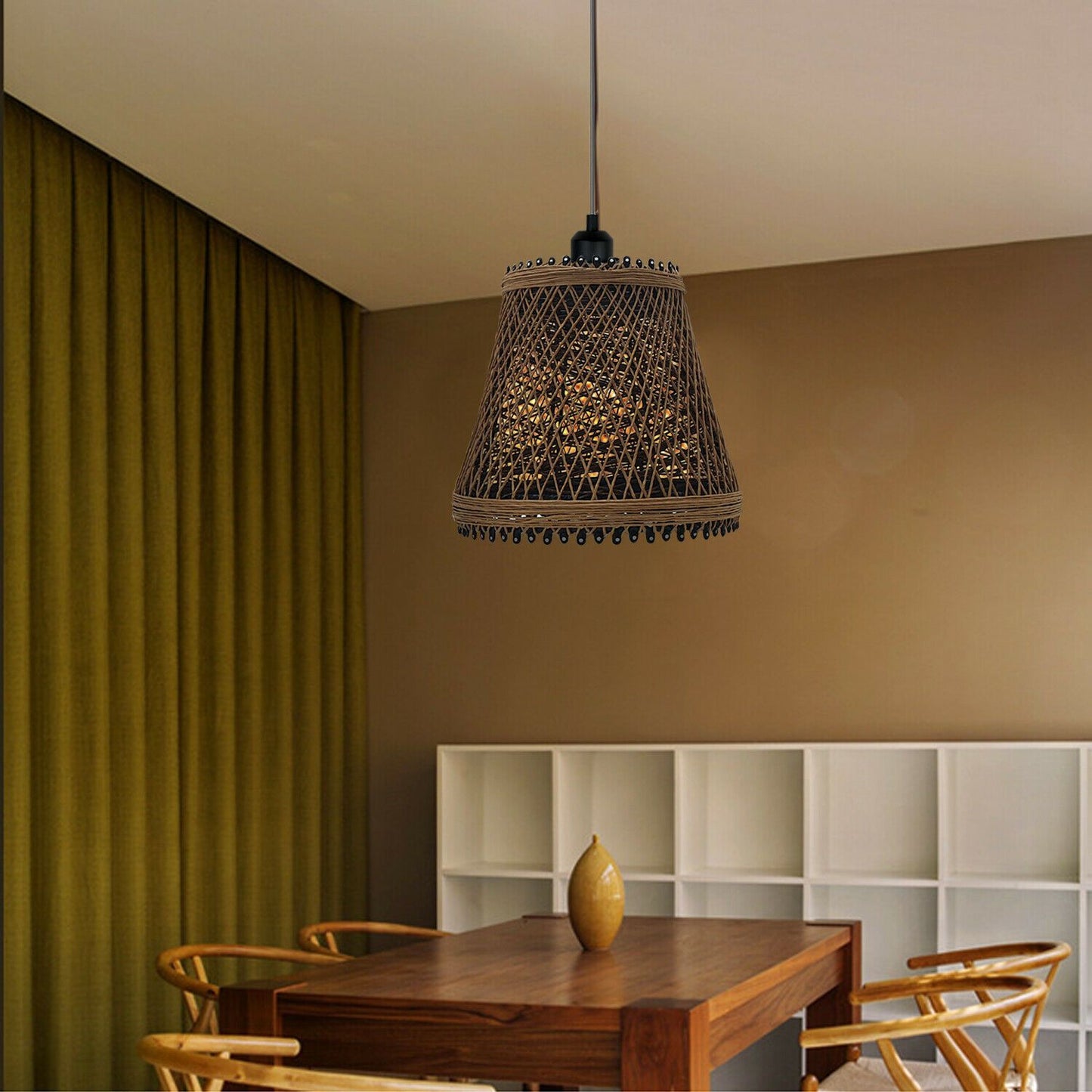 2PACK Rattan Cage Shade Wicker Echo friendly Pendant Light-Application image