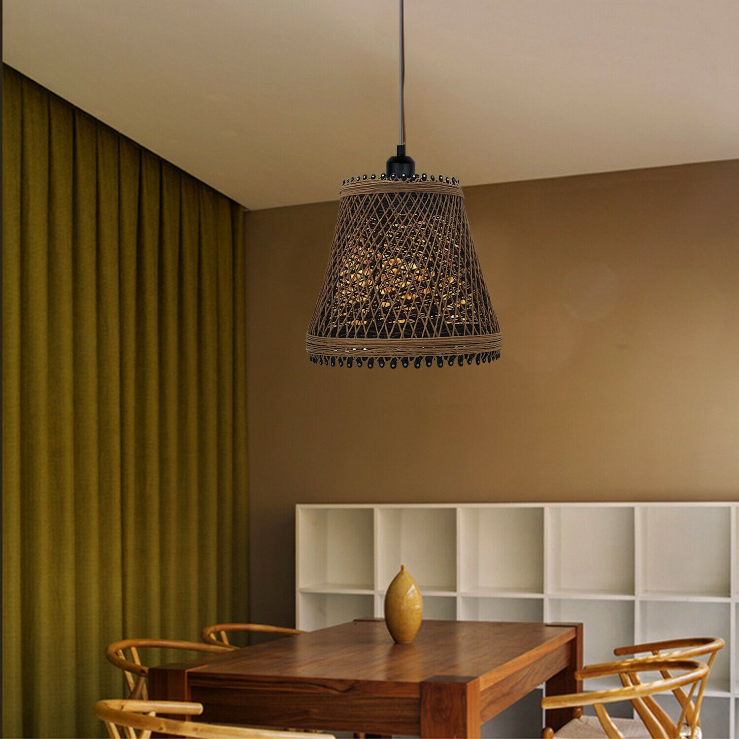  2PACK Rattan Cage Shade Wicker Echo friendly Pendant Light-Application image