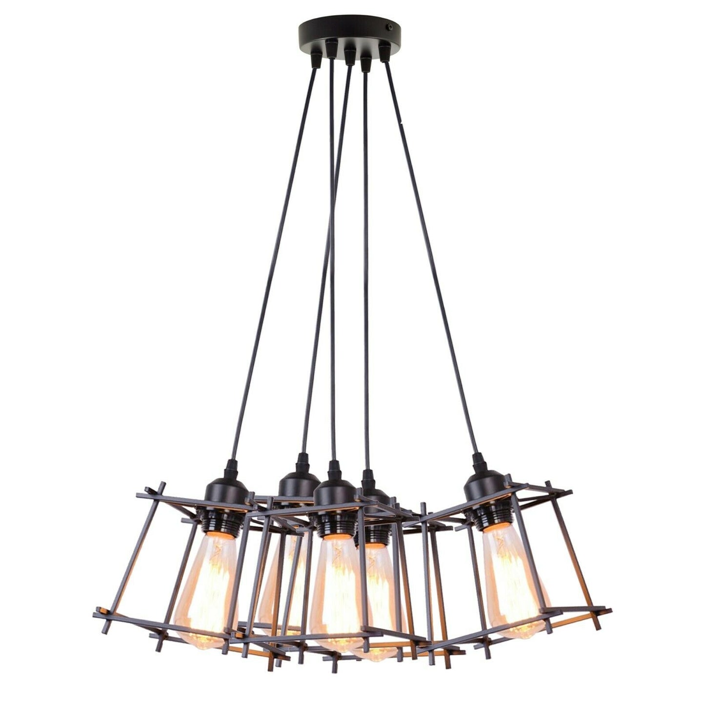 Vintage 5 Outlet Retro Ceiling Loft Cage Chandelier Pendant Light