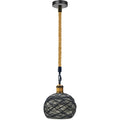 Black Industrial Rope Rattan Woven Dome Shade Pendant Lights