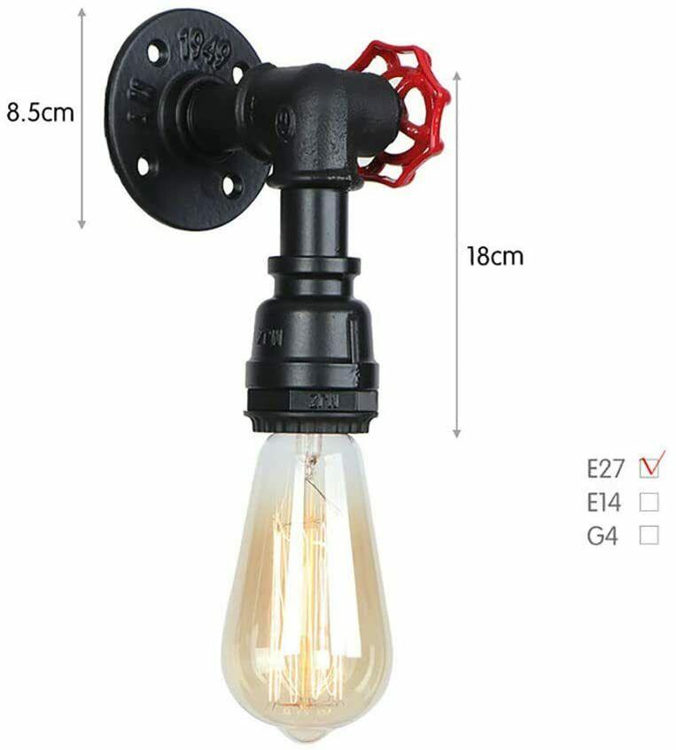Industrial Vintage Black model Style Steampunk Rustic Water pipe Wall Light Brass Lamp~1663