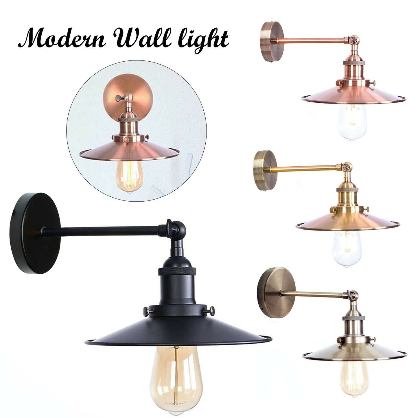 Vintage Style E27 lamp holder Flat Shade Wall Lights Sconces~1933 - Vintagelite