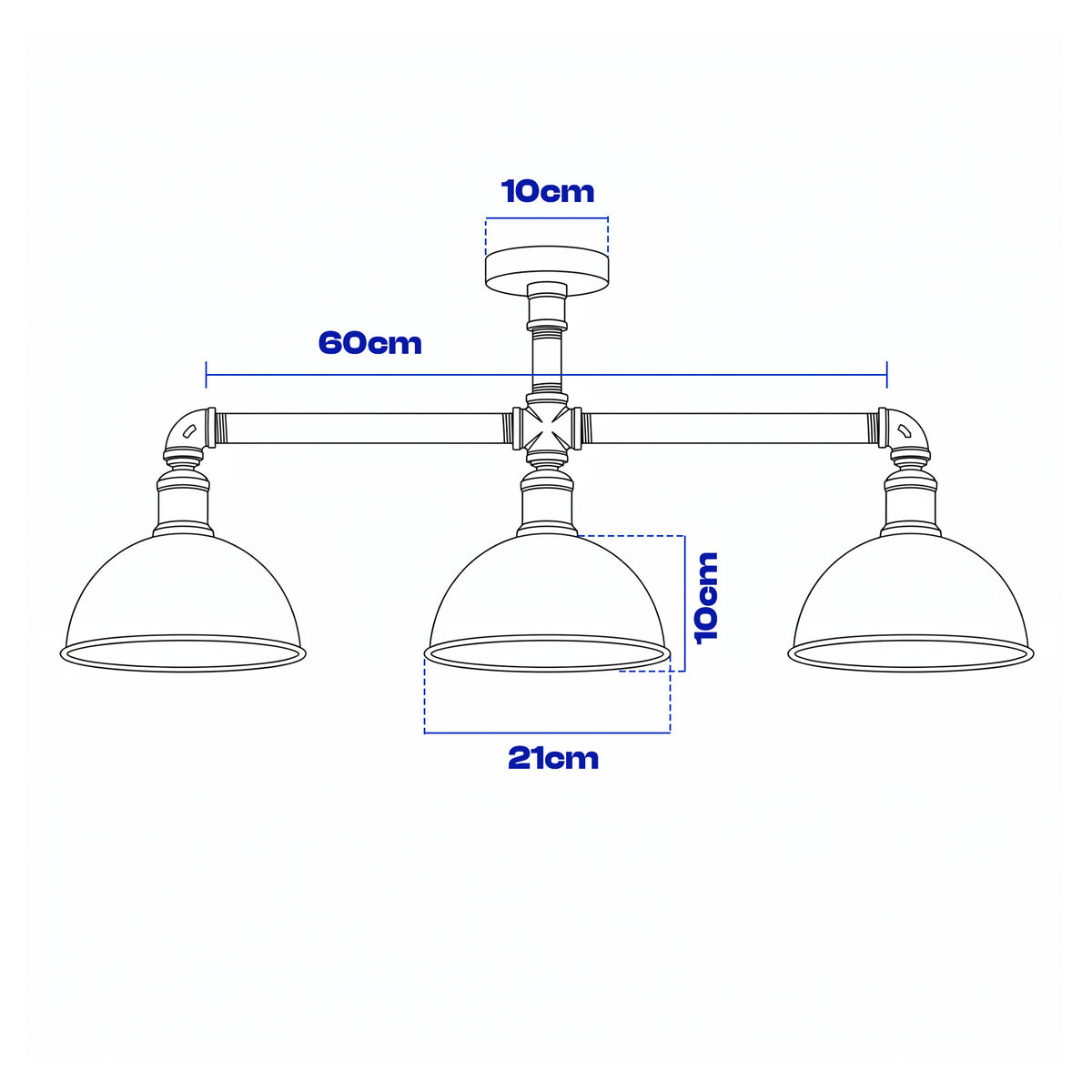 Industrial Pipe 3 Way Ceiling Light Adjustable E27 Steampunk~2690