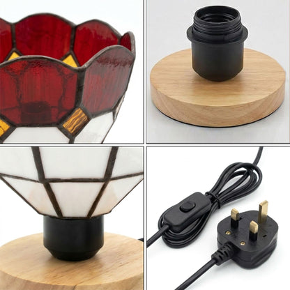 Wooden Table Lamp with Mosaic Glass Shade E27~4038