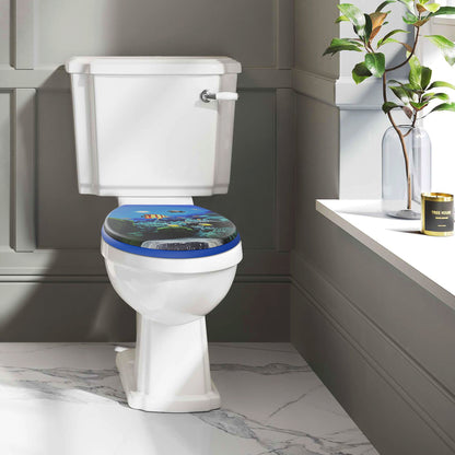 Underwater Ocean Animals Design Hard Close Decorative Toilet Seat