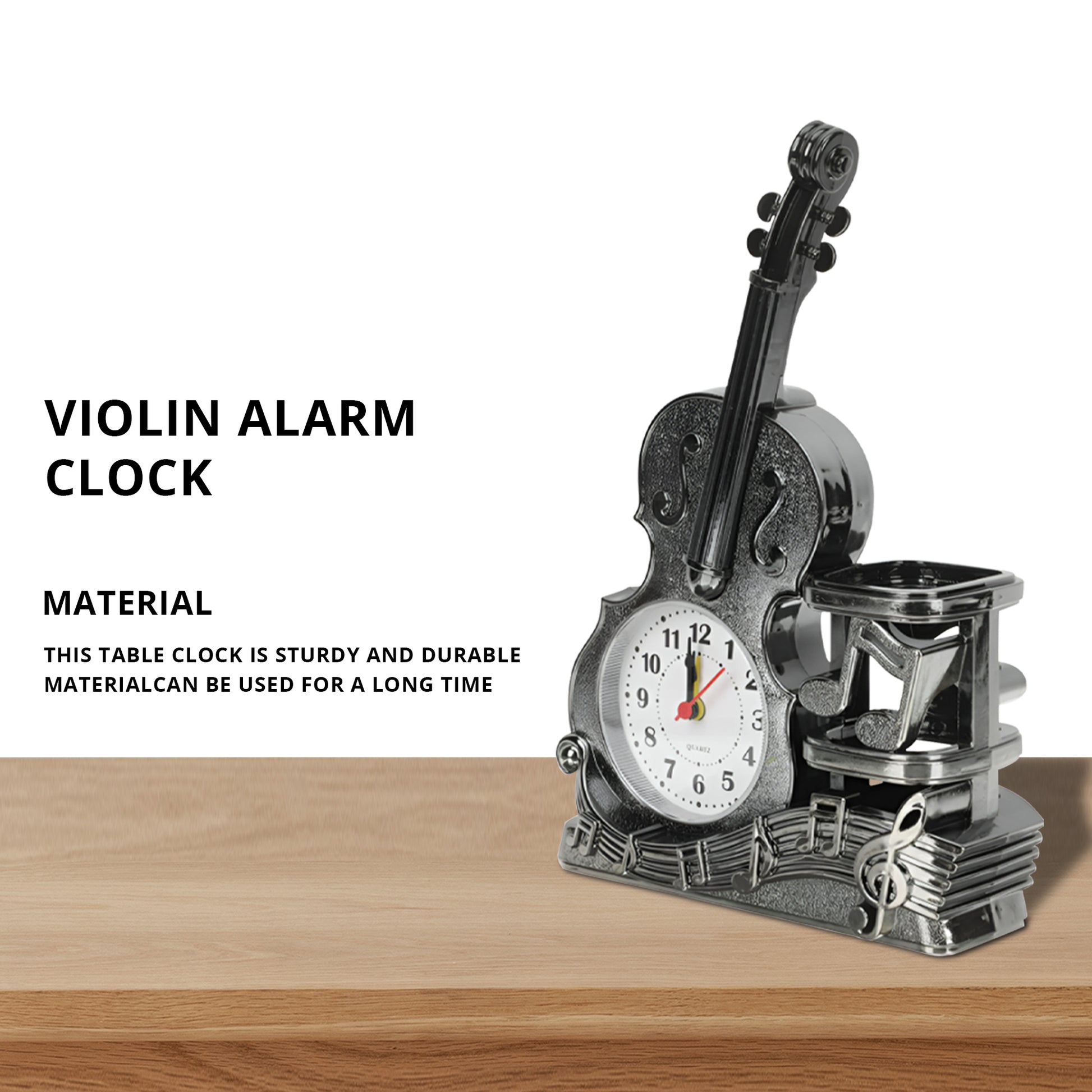 Mini Violin Clocks Pen Holder clock