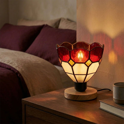 Wooden Table Lamp with Mosaic Glass Shade E27~4038
