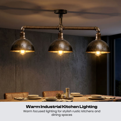 Industrial Pipe 3 Way Ceiling Light Adjustable E27 Steampunk~2690