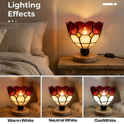 Wooden Table Lamp with Mosaic Glass Shade E27~4038