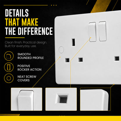 13A Switched Socket White, 1 Gang, 2 Gang & USB~4034