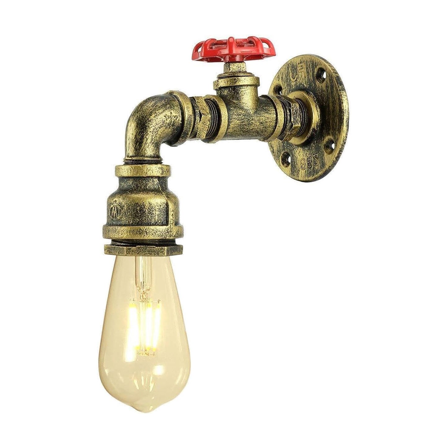 Water Pipe Lamp Retro Metal Steampunk Brushed Brass Wall Sconce