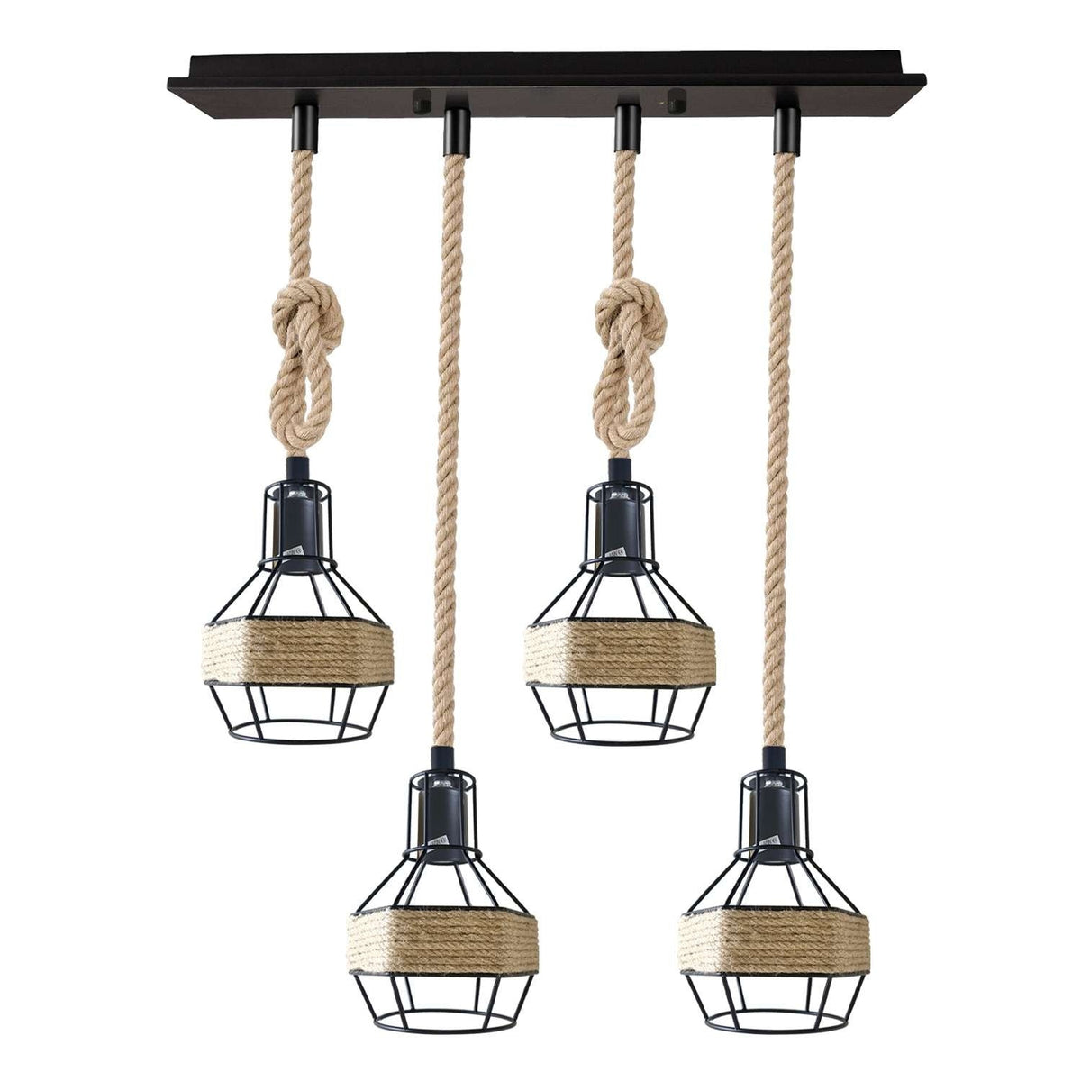 Jute Rope Pendant Light Fitting with Metal Shades~4084