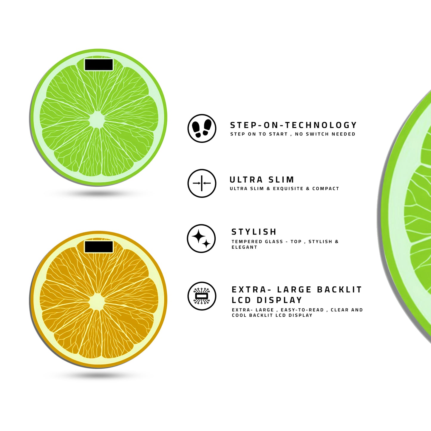 Orange & Lemon Design Digital Scale Body Weight ~3609