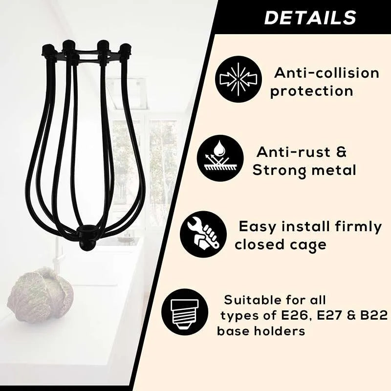 Vintage Industrial Metal Balloon Cage Lamp Shade Set - Brass Copper Ceiling Light Fixture for Coffee Shops, Homes, and Salons -detail image