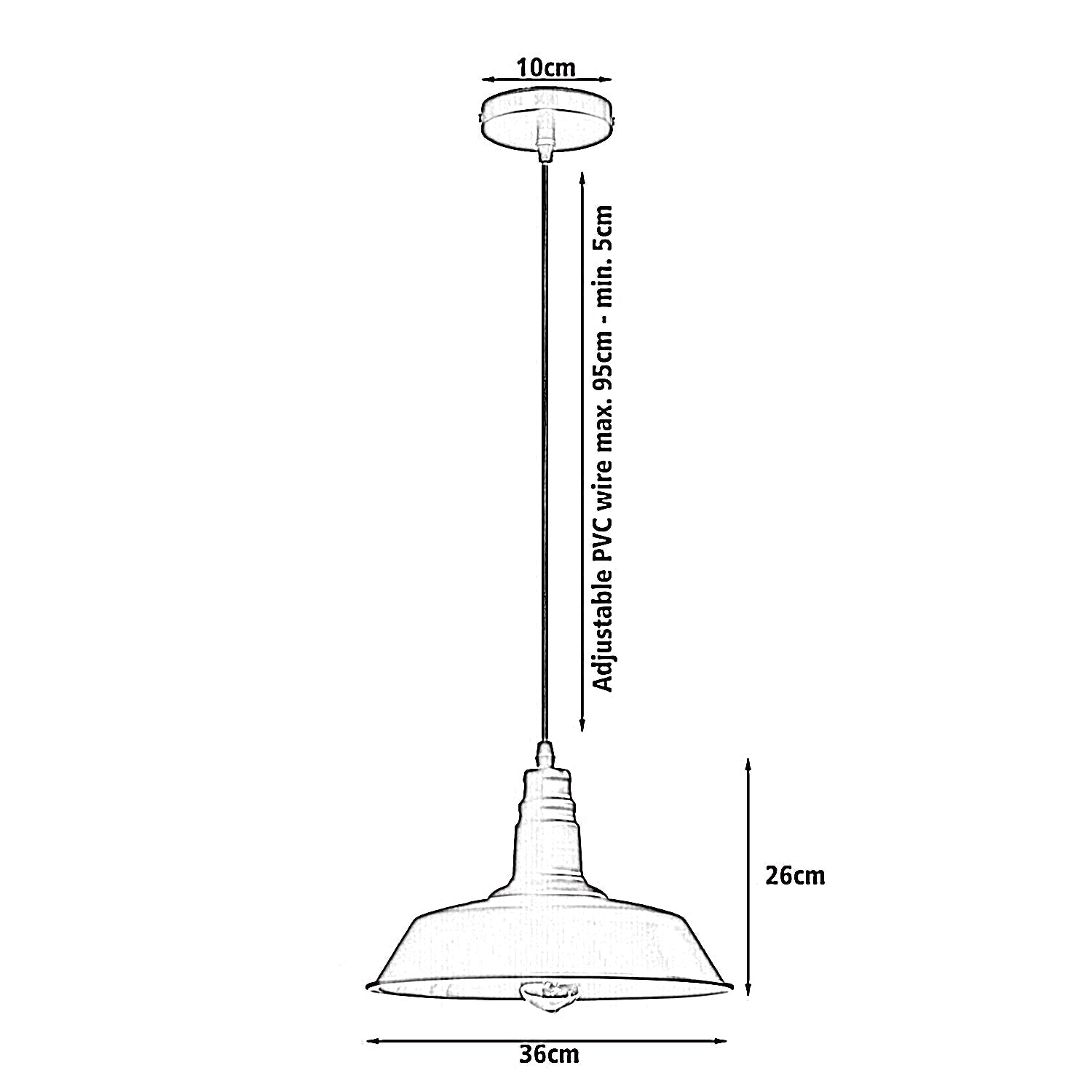 Modern Adjustable Hanging Ceiling Bowl Pendant Lamp E27 Holder-Size Image