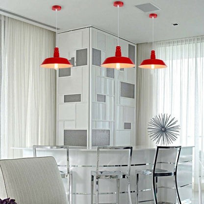 Industrial Vintage Modern Metal Retro E27 Ceiling Red Barn Pendant Shade - Application Image 3