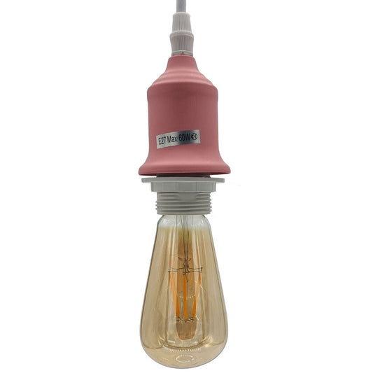 pink E28 Hanging Lamp Holder - Add a Vibrant Pop of Color to Your Lighting Setup