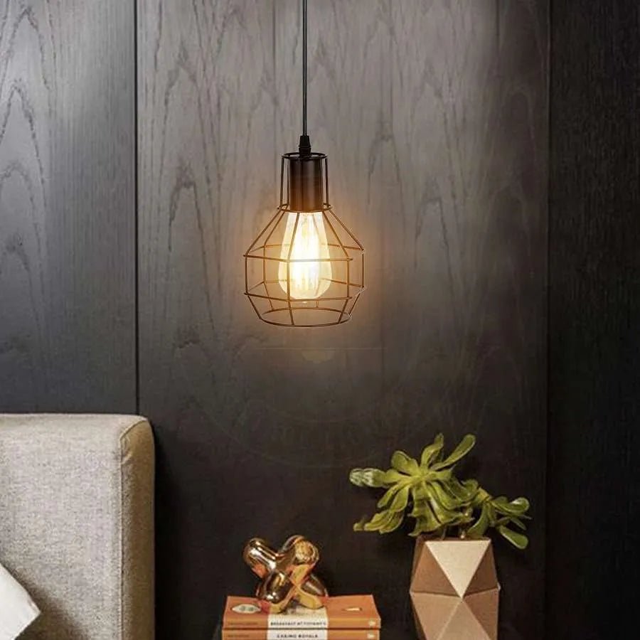 Nest Wire Cage Ceiling Pendant Black Cluster Light Fitting