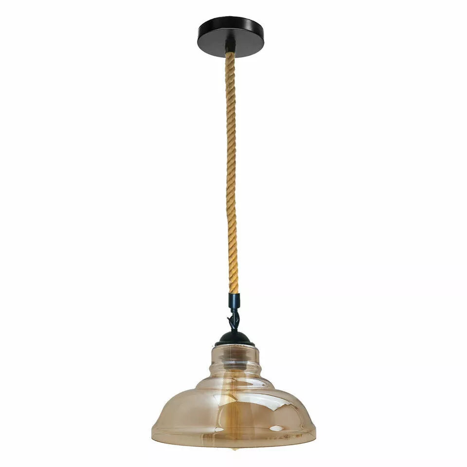 Industrial Amber Glass E27 Ceiling Pendant Light  ~3813 - Vintagelite