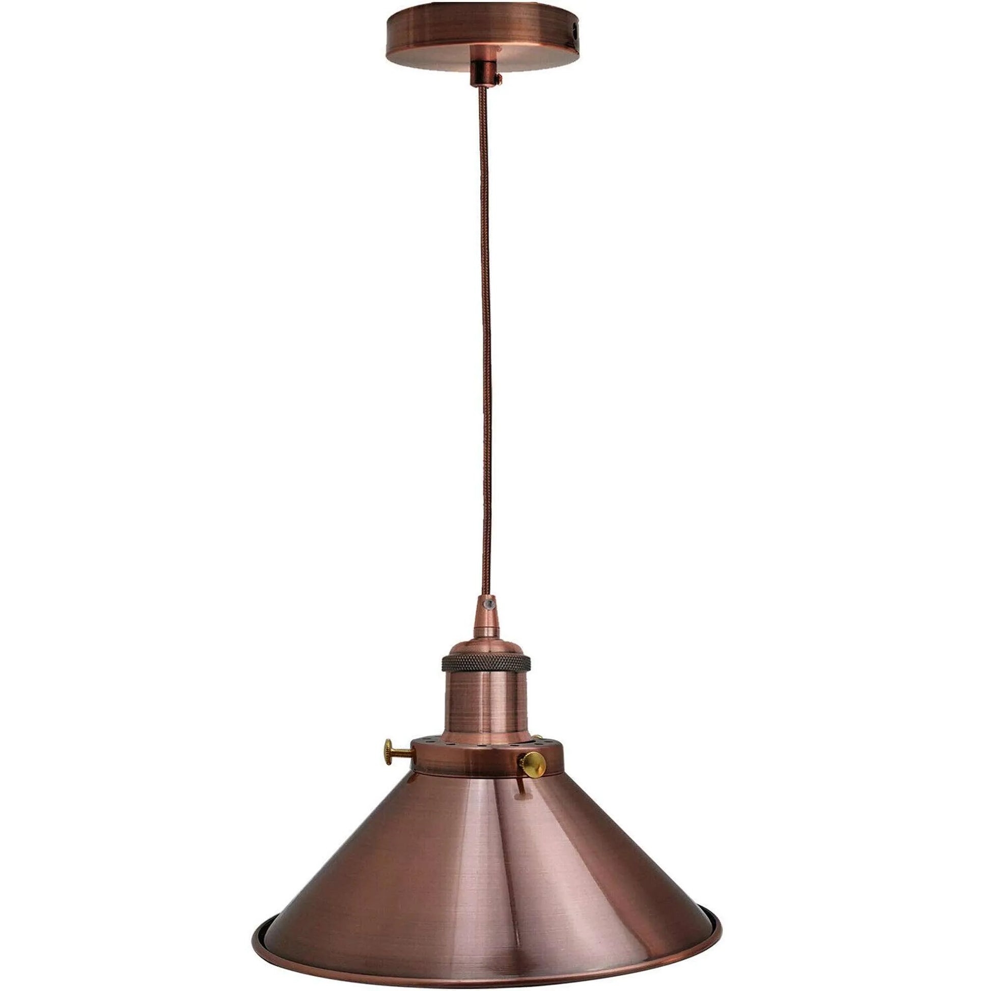 Vintage E27 Single Way Metal Cone Lampshade Twisted Pendant Light~3838 - Vintagelite