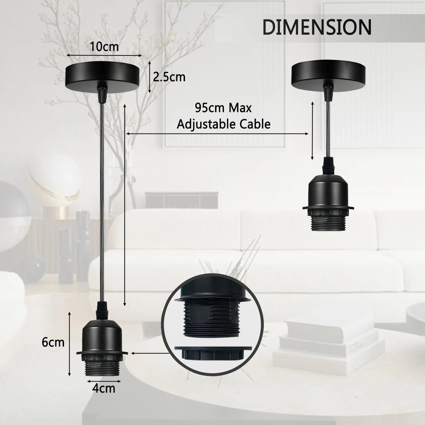 Black Pendant Lamp Holder - A Stylish and Functional Lighting Fixture for Your Space