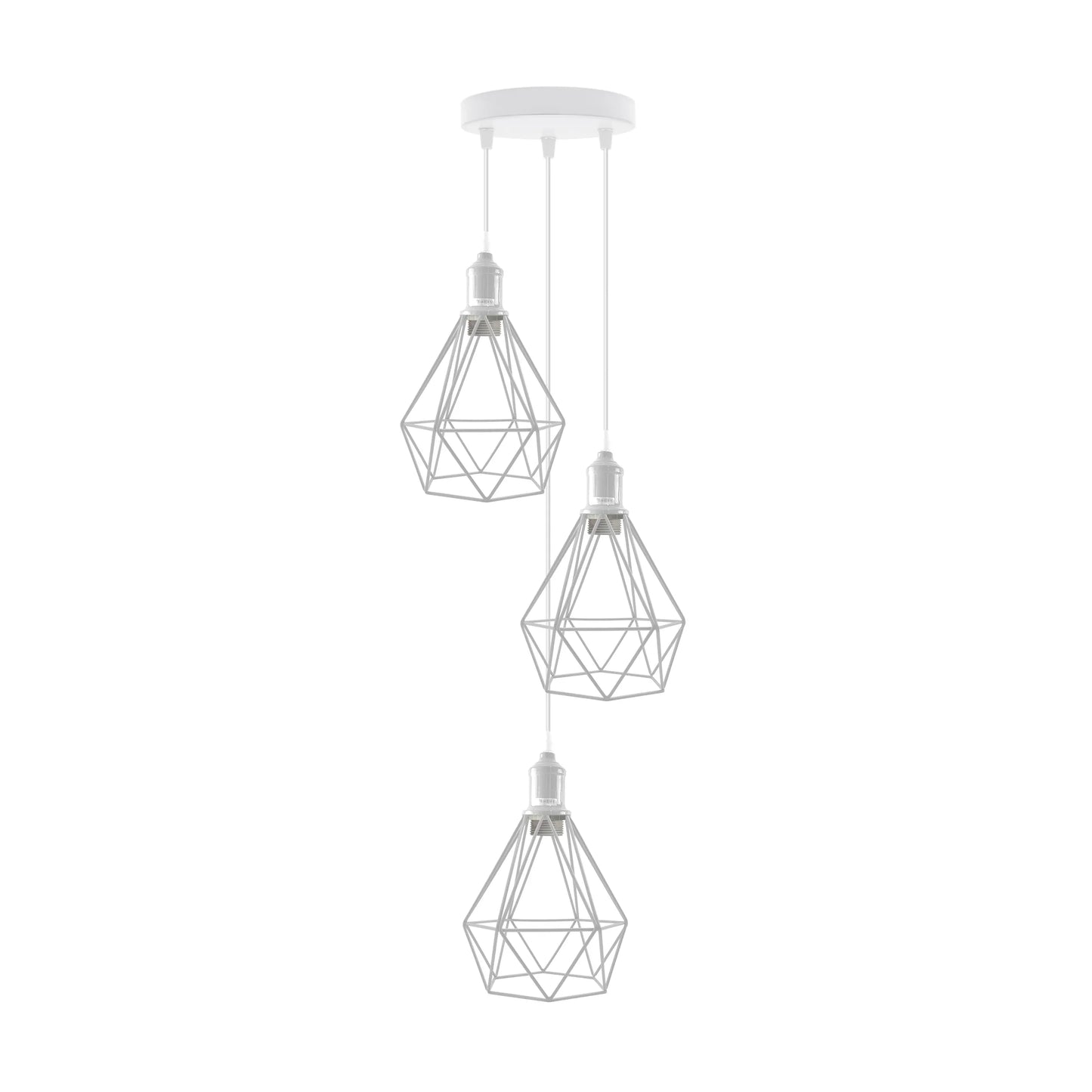 3-way Diamond Cage Shade White Ceiling Pendant Lamp Fittings
