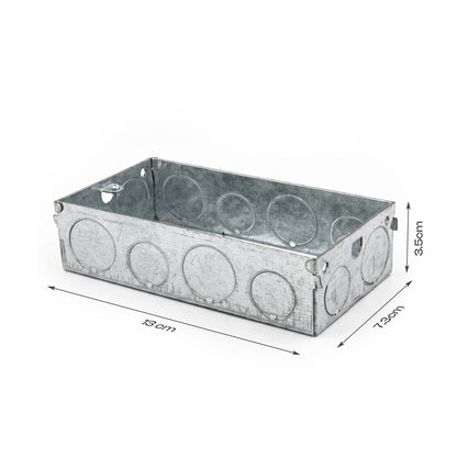 2 Gang Galvanised Metal Back Box 3 Pcs 35mm – Flush Mount Electrical Box~4211
