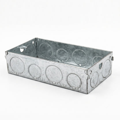 2 Gang Galvanised Metal Back Box 3 Pcs 35mm – Flush Mount Electrical Box~4211