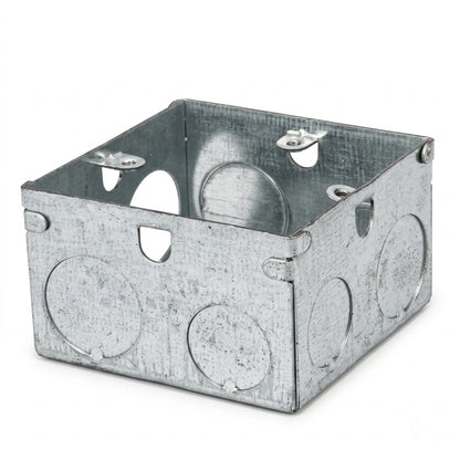 2 x 1 Gang 47mm Deep Galvanised Back Box 73 x 73mm Metal Wall Box~4212