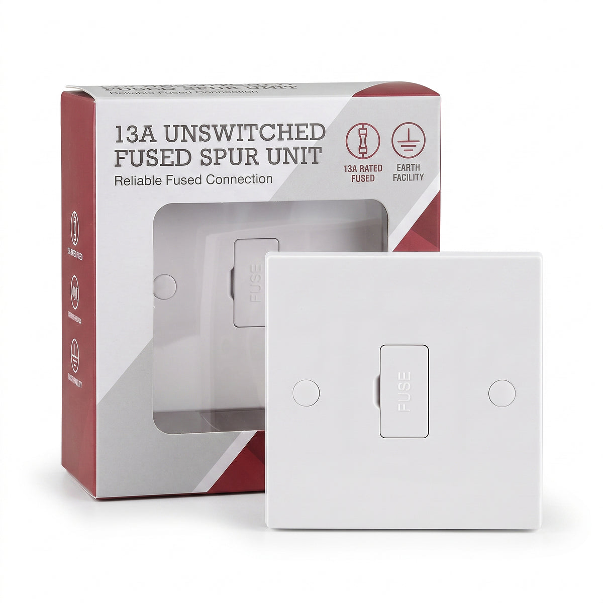 White 13A Fused Connection Unit, Single Gang Fused Spur FCU~4086