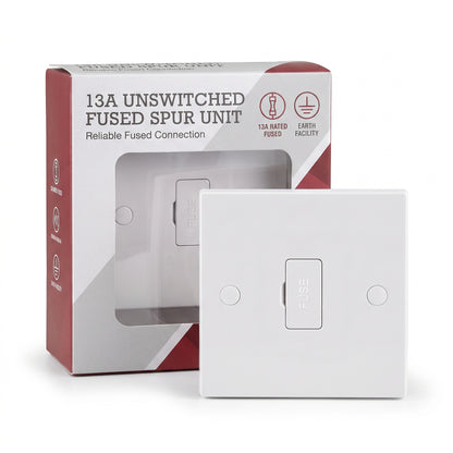 White 13A Fused Connection Unit, Single Gang Fused Spur FCU~4086