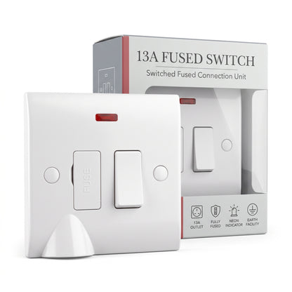 White 13A Fused Connection Unit, Single Gang Fused Spur FCU~4086