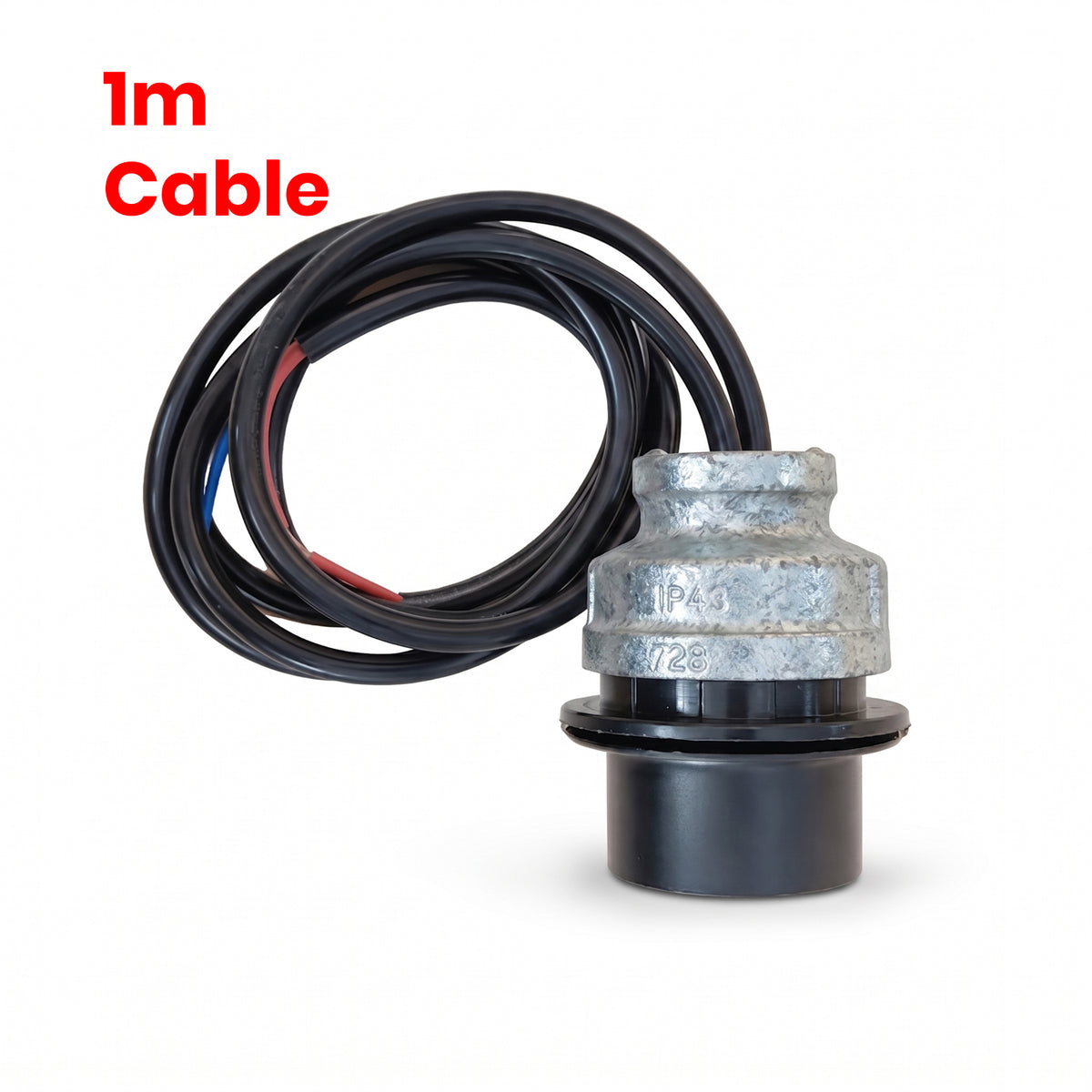 E27 Lamp Holder with 1M Black Cable – Silver or Black ~4055